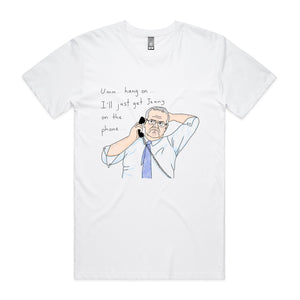Jenny On The Phone Tee by Lonely Kids Club. All clothing from our T-shirts to our shorts and hoodies are ethically made, and printed packed and shipped from Sydney.