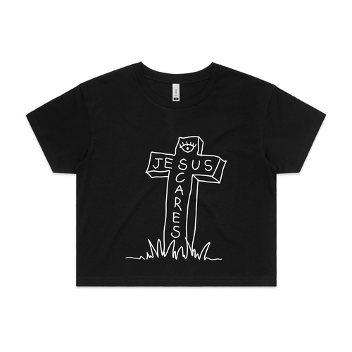 Jesus Scares Tee by Lonely Kids Club. All clothing from our T-shirts to our shorts and hoodies are ethically made, and printed packed and shipped from Sydney.