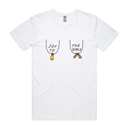 Joy To The Girls Tee by Lonely Kids Club. All clothing from our T-shirts to our shorts and hoodies are ethically made, and printed packed and shipped from Sydney.
