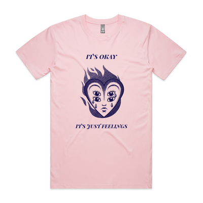 Just Feelings Tee by Lonely Kids Club. All clothing from our T-shirts to our shorts and hoodies are ethically made, and printed packed and shipped from Sydney.