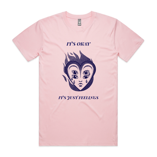 Just Feelings Tee by Lonely Kids Club. All clothing from our T-shirts to our shorts and hoodies are ethically made, and printed packed and shipped from Sydney.