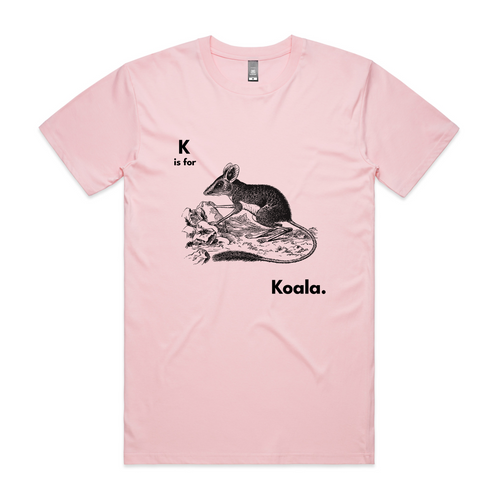 K Is For Koala Tee by Lonely Kids Club. All clothing from our T-shirts to our shorts and hoodies are ethically made, and printed packed and shipped from Sydney.