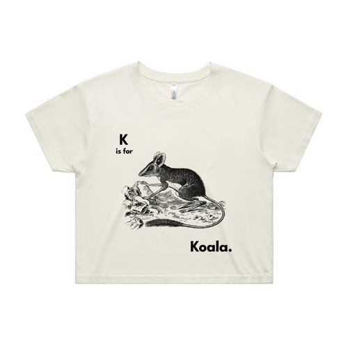 K Is For Koala Tee by Lonely Kids Club. All clothing from our T-shirts to our shorts and hoodies are ethically made, and printed packed and shipped from Sydney.