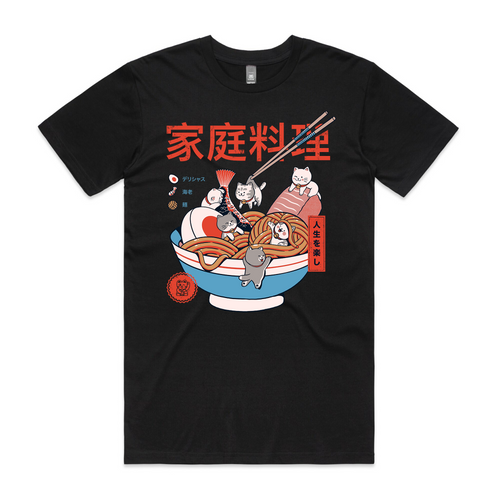 Mini Kitty Ramen Tee by Lonely Kids Club. All clothing from our T-shirts to our shorts and hoodies are ethically made, and printed packed and shipped from Sydney.