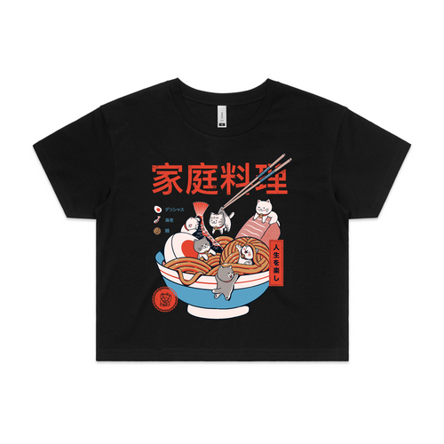 Mini Kitty Ramen Tee by Lonely Kids Club. All clothing from our T-shirts to our shorts and hoodies are ethically made, and printed packed and shipped from Sydney.