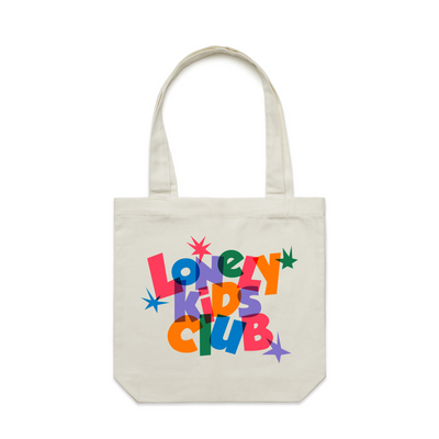 LKC Stars Tote by Lonely Kids Club. All clothing from our T-shirts to our shorts and hoodies are ethically made, and printed packed and shipped from Sydney.
