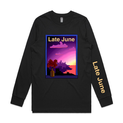 Late June Window Long Sleeve Tee by Lonely Kids Club. All clothing from our T-shirts to our shorts and hoodies are ethically made, and printed packed and shipped from Sydney.