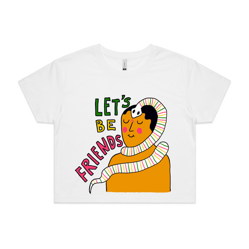 Let's Be Friends Tee by Lonely Kids Club. All clothing from our T-shirts to our shorts and hoodies are ethically made, and printed packed and shipped from Sydney.