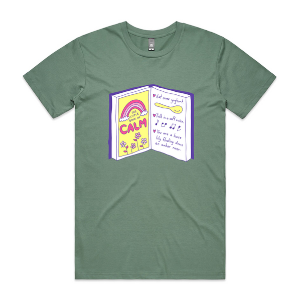 Little Book Of Calm Tee, Black Books graphic t shirt printed in Sydney by Lonely Kids Club