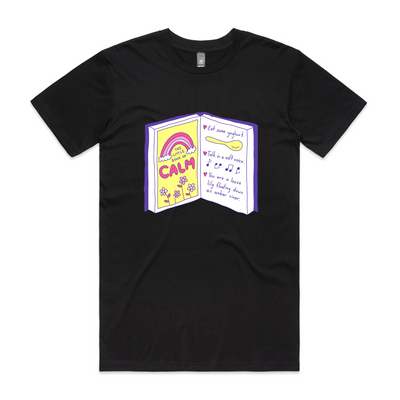 Little Book Of Calm Tee by Lonely Kids Club. All clothing from our T-shirts to our shorts and hoodies are ethically made, and printed packed and shipped from Sydney.