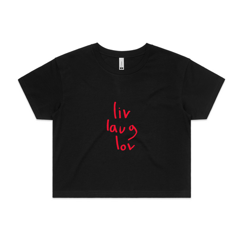 Liv Laug Lov Tee by Lonely Kids Club. All clothing from our T-shirts to our shorts and hoodies are ethically made, and printed packed and shipped from Sydney.