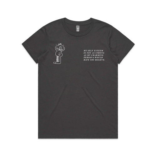 Low Self Esteem Tee by Lonely Kids Club. All clothing from our T-shirts to our shorts and hoodies are ethically made, and printed packed and shipped from Sydney.