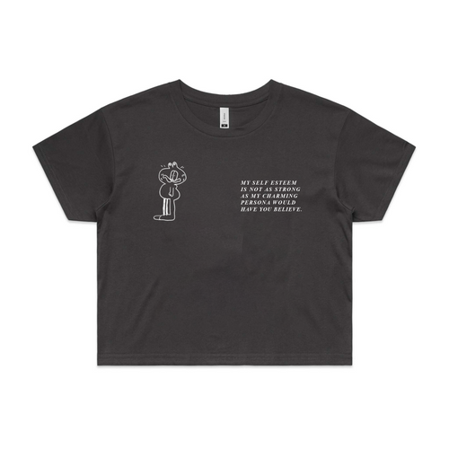 Low Self Esteem Tee by Lonely Kids Club. All clothing from our T-shirts to our shorts and hoodies are ethically made, and printed packed and shipped from Sydney.