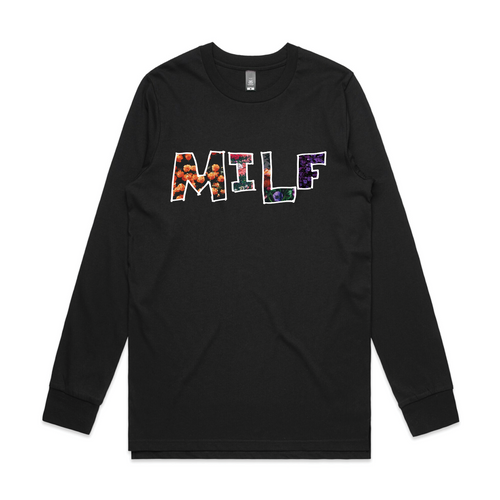 MILF Tee by Lonely Kids Club. All clothing from our T-shirts to our shorts and hoodies are ethically made, and printed packed and shipped from Sydney.