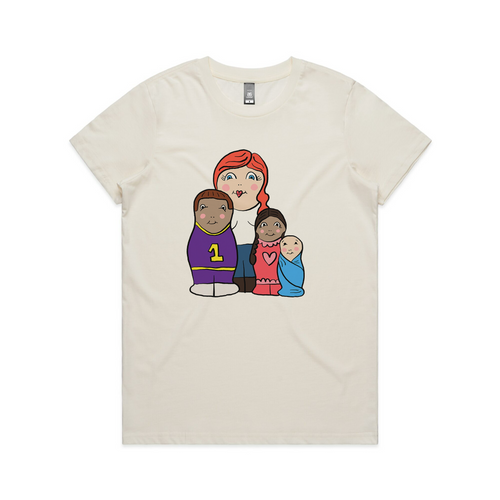 Modern Matryoshkas Tee by Lonely Kids Club. All clothing from our T-shirts to our shorts and hoodies are ethically made, and printed packed and shipped from Sydney.