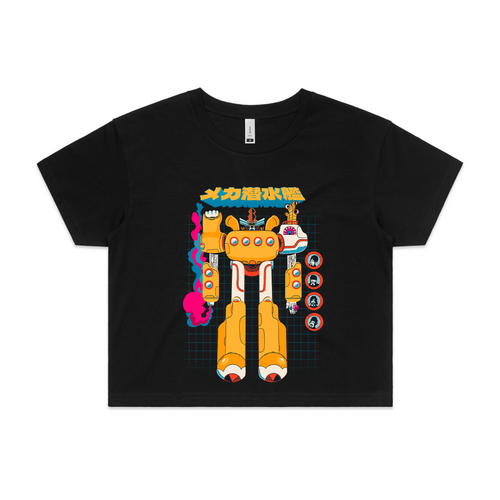 Mecha Submarine Tee by Lonely Kids Club. All clothing from our T-shirts to our shorts and hoodies are ethically made, and printed packed and shipped from Sydney.