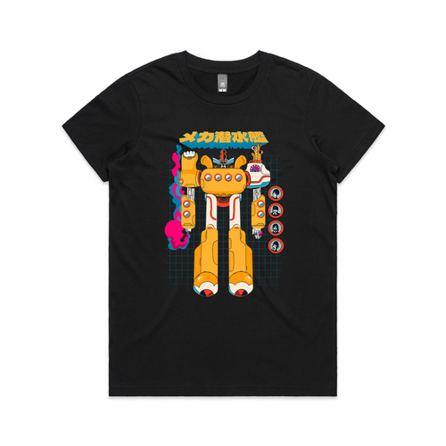 Mecha Submarine Tee by Lonely Kids Club. All clothing from our T-shirts to our shorts and hoodies are ethically made, and printed packed and shipped from Sydney.