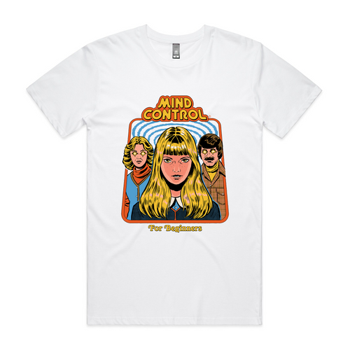 Mind Control For Beginners Tee by Lonely Kids Club. All clothing from our T-shirts to our shorts and hoodies are ethically made, and printed packed and shipped from Sydney.