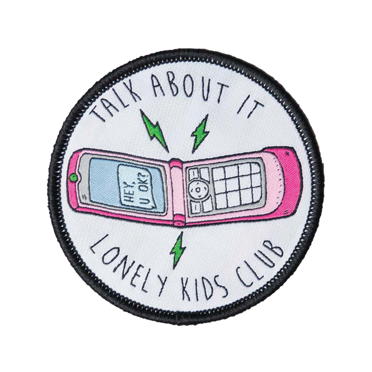 Talk About It Patch design, artwork by Grace for Lonely Kids Club