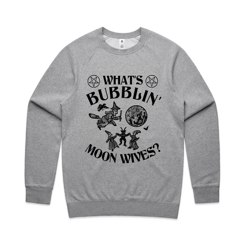 Moon Wives Jumper by Lonely Kids Club. All clothing from our T-shirts to our shorts and hoodies are ethically made, and printed packed and shipped from Sydney.