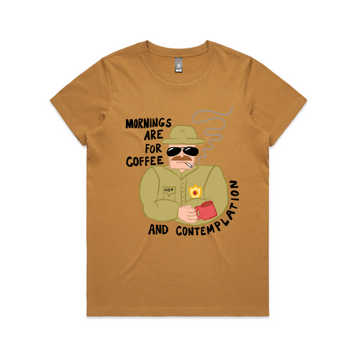 Mornings Tee by Lonely Kids Club. All clothing from our T-shirts to our shorts and hoodies are ethically made, and printed packed and shipped from Sydney.