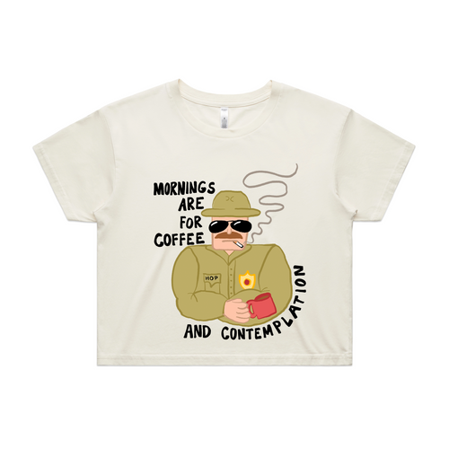 Mornings Tee by Lonely Kids Club. All clothing from our T-shirts to our shorts and hoodies are ethically made, and printed packed and shipped from Sydney.