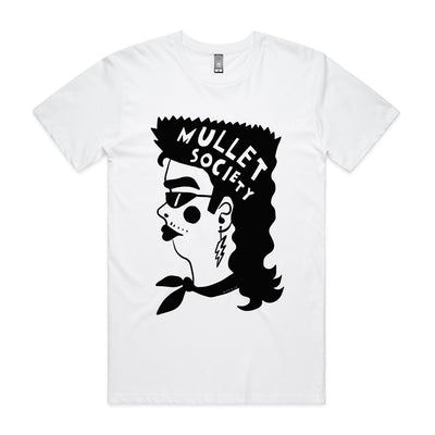 Mullet Society Tee by Lonely Kids Club. All clothing from our T-shirts to our shorts and hoodies are ethically made, and printed packed and shipped from Sydney.