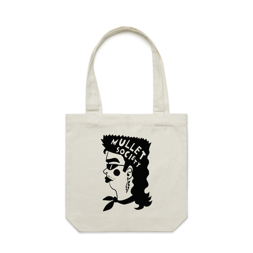 Mullet Society Tote by Lonely Kids Club. All clothing from our T-shirts to our shorts and hoodies are ethically made, and printed packed and shipped from Sydney.