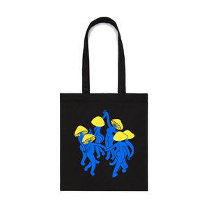 Mushroom Dance Tote by Lonely Kids Club. All clothing from our T-shirts to our shorts and hoodies are ethically made, and printed packed and shipped from Sydney.