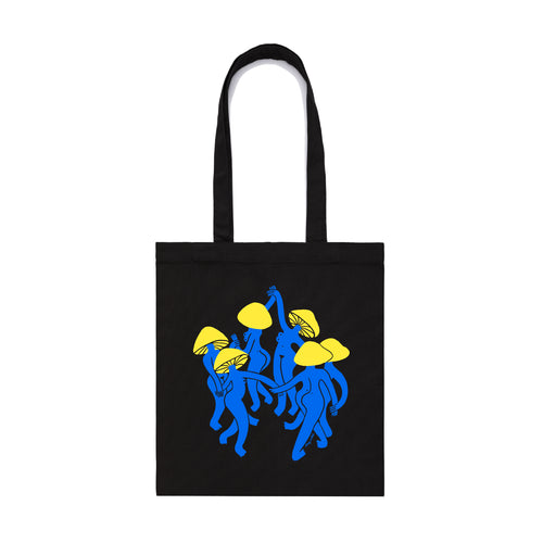 Mushroom Dance Tote by Lonely Kids Club. All clothing from our T-shirts to our shorts and hoodies are ethically made, and printed packed and shipped from Sydney.