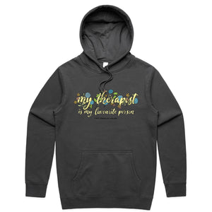 My Therapist Hoodie by Lonely Kids Club. All clothing from our T-shirts to our shorts and hoodies are ethically made, and printed packed and shipped from Sydney.