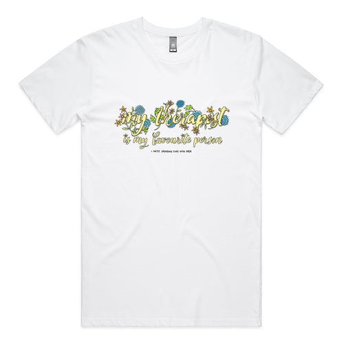 My Therapist Tee by Lonely Kids Club. All clothing from our T-shirts to our shorts and hoodies are ethically made, and printed packed and shipped from Sydney.