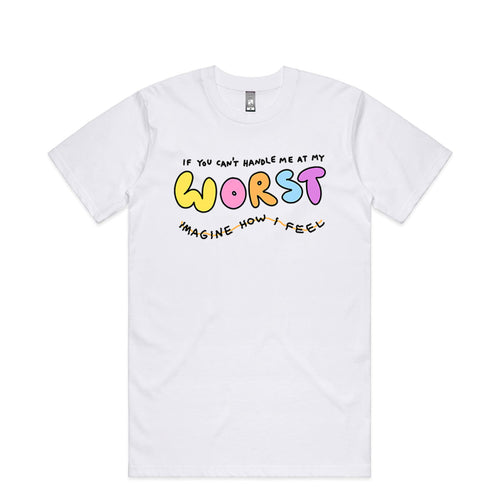 My Worst Tee by Lonely Kids Club. All clothing from our T-shirts to our shorts and hoodies are ethically made, and printed packed and shipped from Sydney.