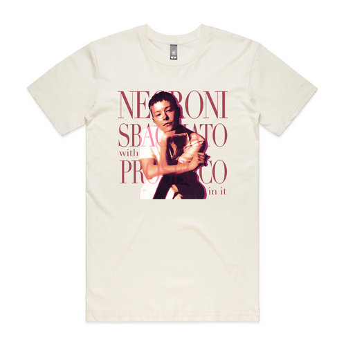 Negroni Sbagliato Tee by Lonely Kids Club. All clothing from our T-shirts to our shorts and hoodies are ethically made, and printed packed and shipped from Sydney.