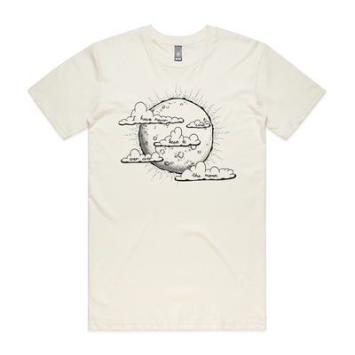 Never Been To The Moon Tee by Lonely Kids Club. All clothing from our T-shirts to our shorts and hoodies are ethically made, and printed packed and shipped from Sydney.
