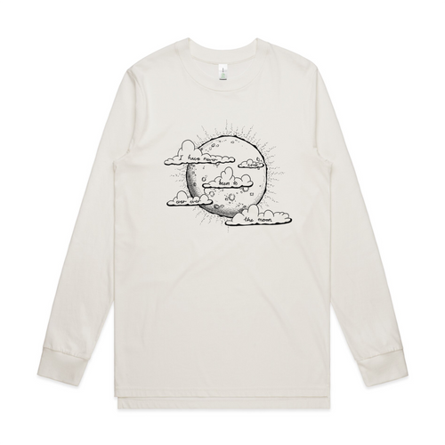 Never Been To The Moon Tee by Lonely Kids Club. All clothing from our T-shirts to our shorts and hoodies are ethically made, and printed packed and shipped from Sydney.