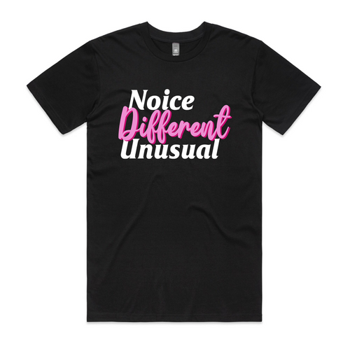 Noice Different Unusual Tee by Lonely Kids Club. All clothing from our T-shirts to our shorts and hoodies are ethically made, and printed packed and shipped from Sydney.