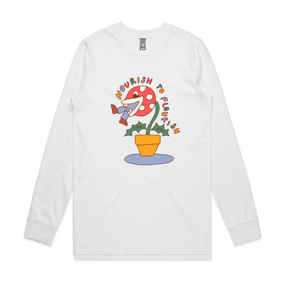 Nourish To Flourish Tee by Lonely Kids Club. All clothing from our T-shirts to our shorts and hoodies are ethically made, and printed packed and shipped from Sydney.