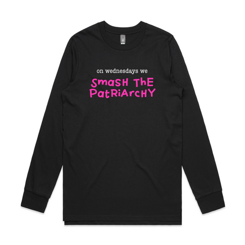 On Wednesdays We Smash The Patriarchy Tee by Lonely Kids Club. All clothing from our T-shirts to our shorts and hoodies are ethically made, and printed packed and shipped from Sydney.