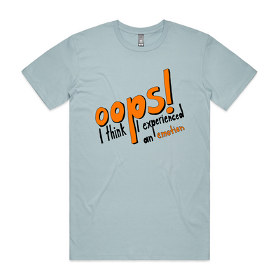 Oops, An Emotion Tee by Lonely Kids Club. All clothing from our T-shirts to our shorts and hoodies are ethically made, and printed packed and shipped from Sydney.