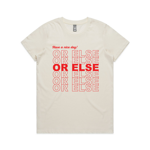 Or Else Tee by Lonely Kids Club. All clothing from our T-shirts to our shorts and hoodies are ethically made, and printed packed and shipped from Sydney.