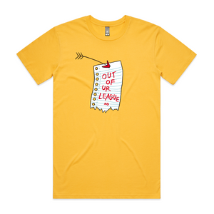 Out Of Ur League Tee by Lonely Kids Club. All clothing from our T-shirts to our shorts and hoodies are ethically made, and printed packed and shipped from Sydney.