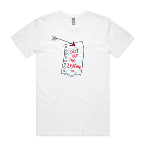 Out Of Ur League Tee by Lonely Kids Club. All clothing from our T-shirts to our shorts and hoodies are ethically made, and printed packed and shipped from Sydney.
