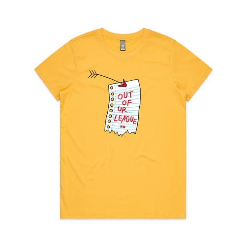 Out Of Ur League Tee by Lonely Kids Club. All clothing from our T-shirts to our shorts and hoodies are ethically made, and printed packed and shipped from Sydney.