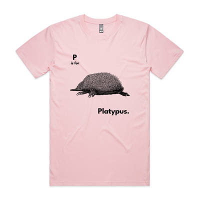 P Is For Platypus Tee by Lonely Kids Club. All clothing from our T-shirts to our shorts and hoodies are ethically made, and printed packed and shipped from Sydney.
