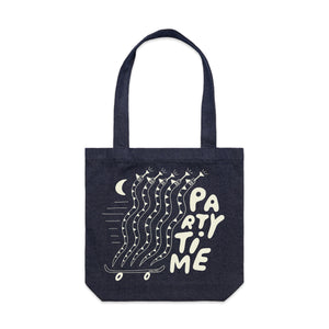 Party Time Tote by Lonely Kids Club. All clothing from our T-shirts to our shorts and hoodies are ethically made, and printed packed and shipped from Sydney.