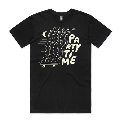 Party Time Tee by Lonely Kids Club. All clothing from our T-shirts to our shorts and hoodies are ethically made, and printed packed and shipped from Sydney.