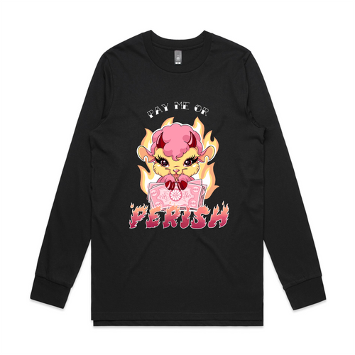 Pay Me Or Perish Tee by Lonely Kids Club. All clothing from our T-shirts to our shorts and hoodies are ethically made, and printed packed and shipped from Sydney.