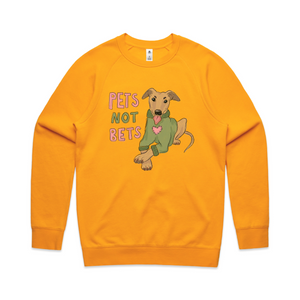 Pets Not Bets Jumper by Lonely Kids Club. All clothing from our T-shirts to our shorts and hoodies are ethically made, and printed packed and shipped from Sydney.