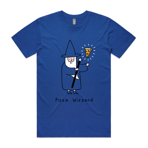 Pizza Wizzard Tee by Lonely Kids Club. All clothing from our T-shirts to our shorts and hoodies are ethically made, and printed packed and shipped from Sydney.